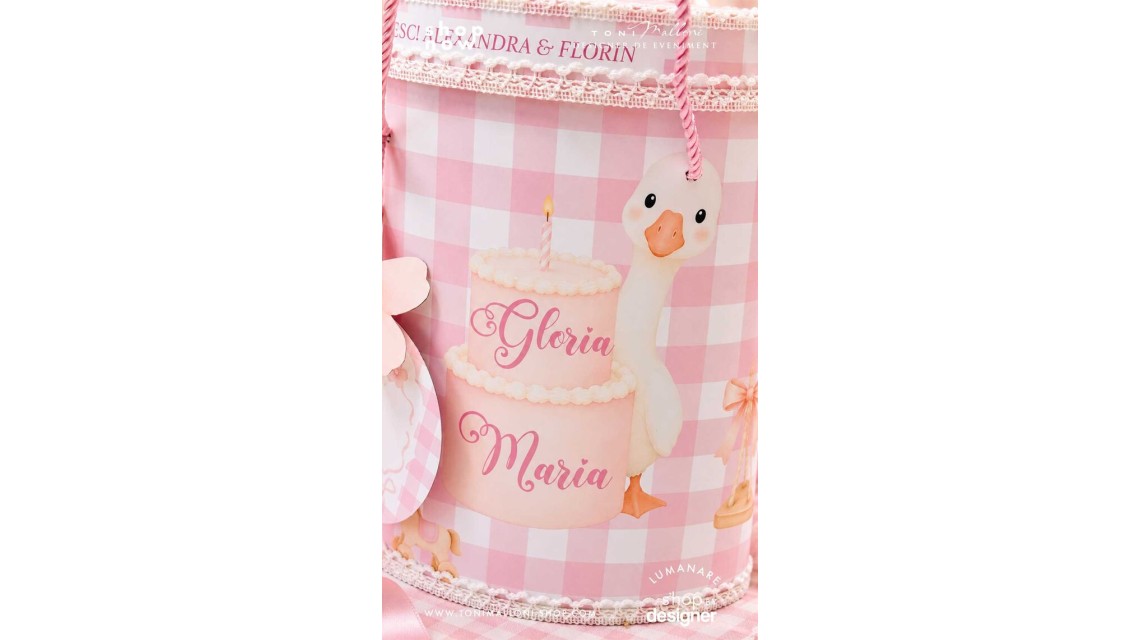 Trusou Botez Fetiță Silly Goose Gâsculiță Roz Personalizată 3